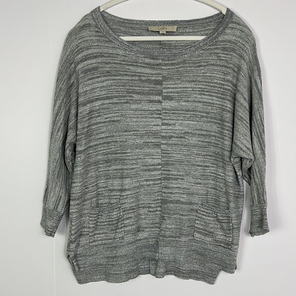 LOFT Slubbed Stripe Dolman Sleeve Sweater, Large